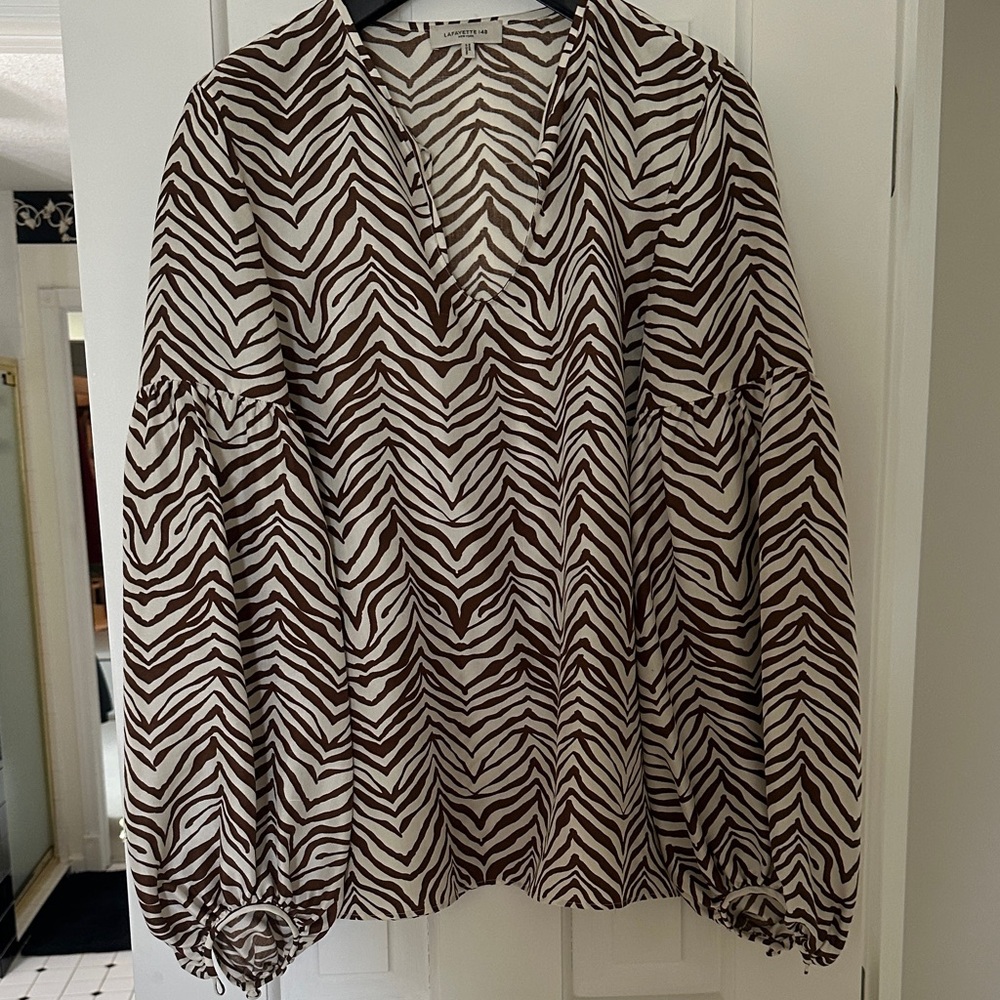 Lafayette 148 New York Zebra Print Blouse